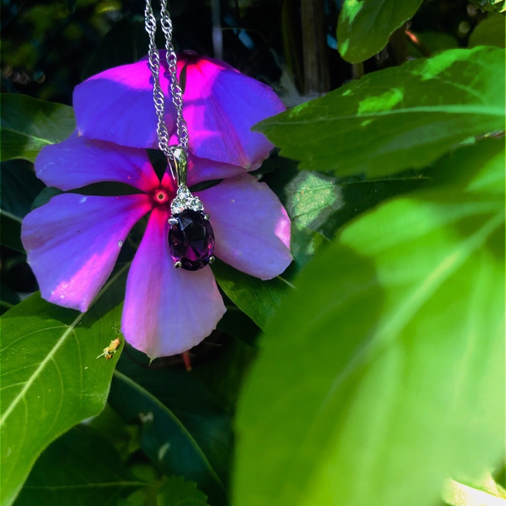 STERLING SILVER DARK VIOLET STONE